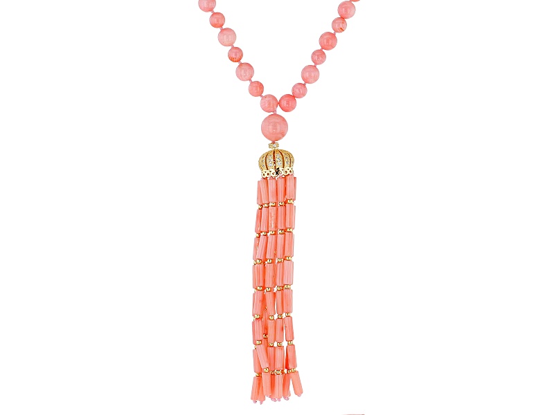 Pacific Style(Tm) 3-11mm Pink Coral With Bella Luce(R) 18k Yellow Gold ...